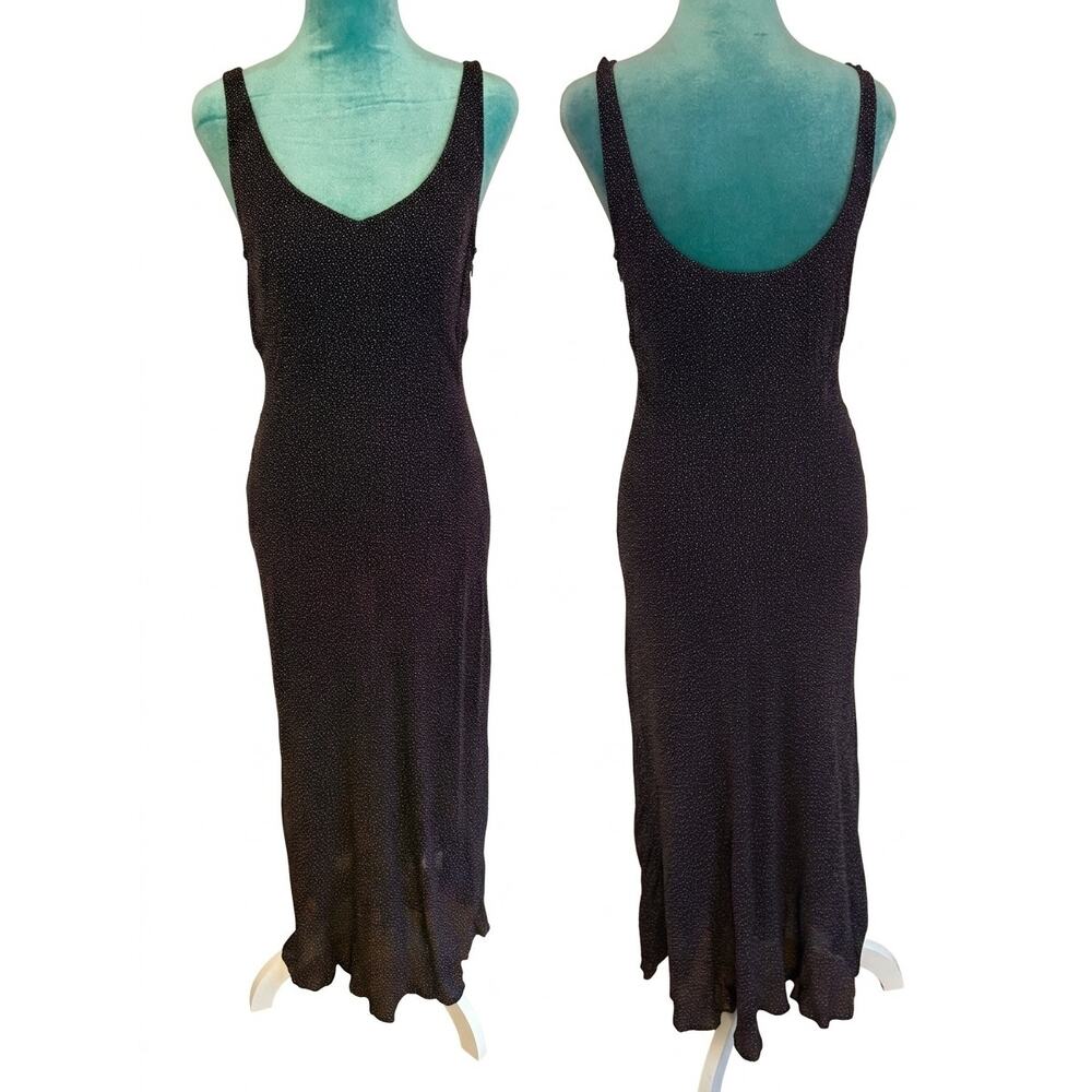 Calvin Klein Bergdorf Goodman Vintage 90s Rayon Polka Dot Minimalist Maxi Dress